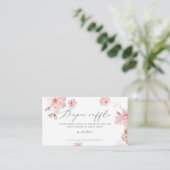 Blush florale sakura diaper raffinage ticket informatiekaartje (Staand voorkant)