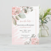 Blush florale stoffige roos boho chic bruiloft red save the date (Staand voorkant)