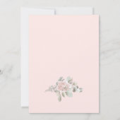 Blush florale stoffige roos boho chic bruiloft red save the date (Achterkant)