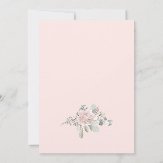 Blush florale stoffige roos boho chic bruiloft red save the date (Achterkant)