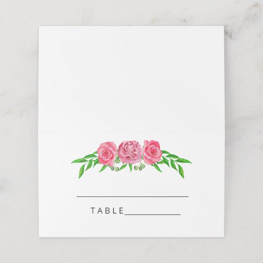 Blush florale trouwkaarten plaatskaartje (Buitenkant ongevouwen)