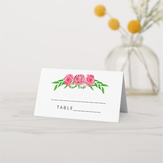 Blush florale trouwkaarten plaatskaartje (Voorkant)