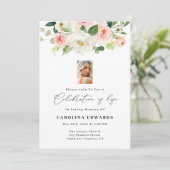 Blush Florale viering van levenslange uitvindingen Kaart (Staand voorkant)