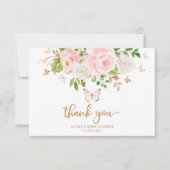 Blush florale vlinder baby shower dank je creditca kaart (Voorkant)