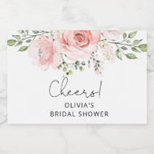 Blush florale vrijgezellenfeest sparkling wijnetiket (Enkel label)