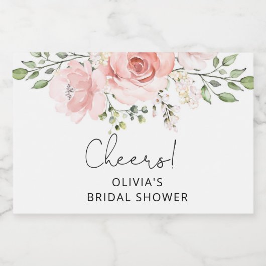 Blush florale vrijgezellenfeest sparkling wijnetiket (Enkel label)