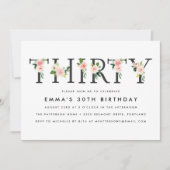 Blush Florals | 30e uitnodiging van de Birthday Pa (Voorkant)