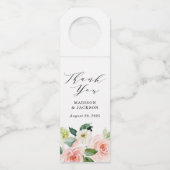 Blush Florals | Aangepaste bruiloft Flessenhanger (Voorkant)