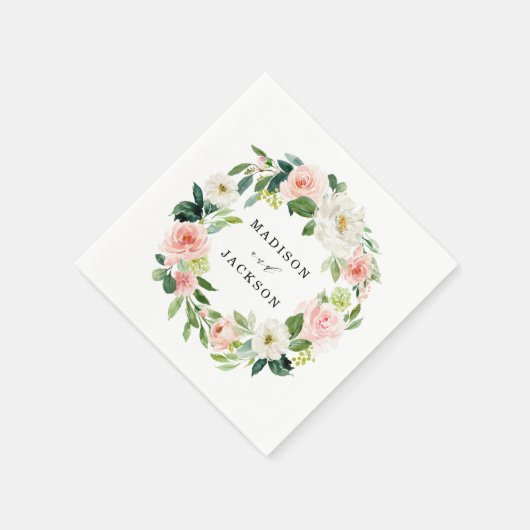 Blush Florals | Aangepaste bruiloft Servet (Hoek)