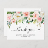 Blush Florals Botanisch Vrijgezellenfeest Bedankt Briefkaart (Voorkant / Achterkant)