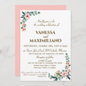 Blush Florals bruiloft uitnodiging Engelse versie (Voorkant / Achterkant)