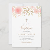 Blush Florals Cross Baptisme Kaart (Voorkant)