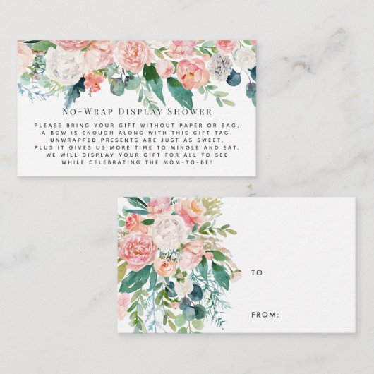 Blush Florals Display Shower Invitation Insert Informatiekaartje (Voorkant / Achterkant)