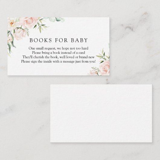 Blush Florals en Greenery Books voor Baby Enclosur Informatiekaartje (Voorkant / Achterkant)