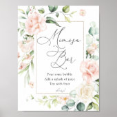 Blush Florals en Greenery Mimosa Bar Sign Poster (Voorkant)