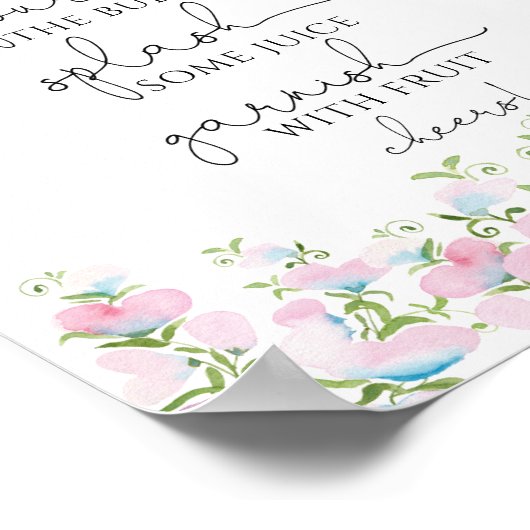 Blush Florals en Greenery Mimosa Bar Sign Poster (Hoek)