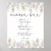 Blush Florals en Greenery Mimosa Bar Sign Poster (Voorkant)