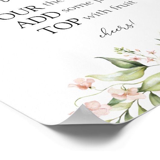 Blush Florals en Greenery Mimosa Bar Sign Poster (Hoek)