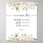 Blush Florals en Greenery Mimosa Bar Sign Poster (Voorkant)