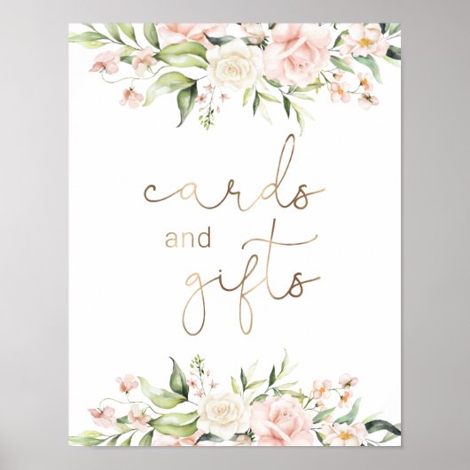 Blush Florals en groen Kaarten en geschenken teken Poster (Voorkant)