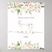 Blush Florals en groen recept Kaarten teken Poster (Voorkant)