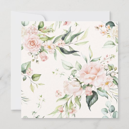 Blush Florals en groen Vrijgezellenfeest Kaart (Achterkant)