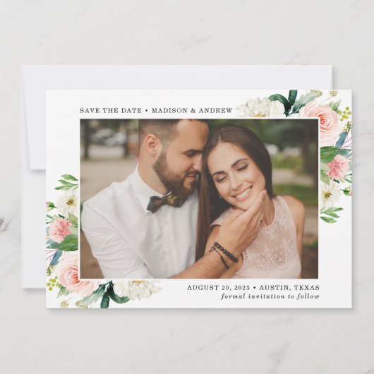 Blush Florals foto Save The Date (Voorkant)