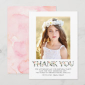 Blush Florals | Foto van Birthday Thank You Card Bedankkaart (Voorkant / Achterkant)