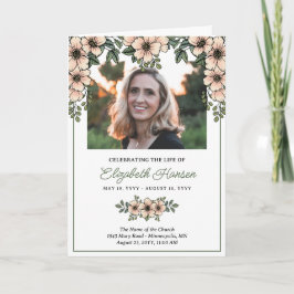 Blush Florals Fotoherfst van Life Funeral Programma