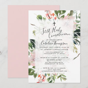 Blush Florals Greenery Waterverf First Community Kaart