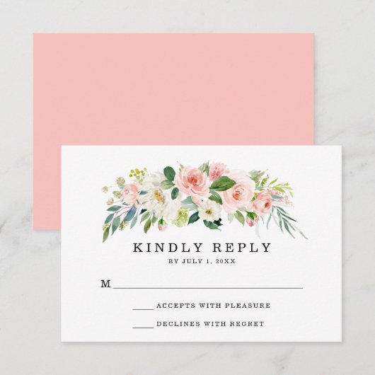 Blush Florals | Kaart RSVP-weddenschap (Voorkant / Achterkant)