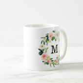 Blush Florals | Monogram bloemkrans Koffiemok (Voorkant rechts)