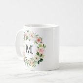 Blush Florals | Monogram bloemkrans Koffiemok (Voorkant links)