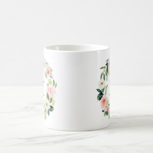 Blush Florals | Monogram bloemkrans Koffiemok (Center)