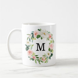 Blush Florals | Monogram bloemkrans Koffiemok