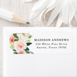 Blush Florals Return-adres Etiket