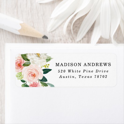 Blush Florals Return-adres Etiket (Insitu)