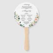 Blush Florals Ronde Gouden Huwelijksprogramma Fan Handwaaier (Achterkant)