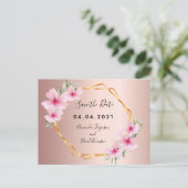 Blush florals roos gouden bruiloft Bespaar op datu Aankondigingskaart (Staand voorkant)