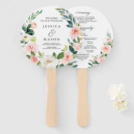 Blush Florals Round Wedding Program Fan Handwaaier