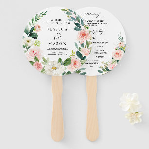 Blush Florals Round Wedding Program Fan Handwaaier