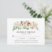 Blush Florals | RSVP-Kaart voor weddenschappen met RSVP Kaartje (Staand voorkant)