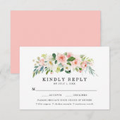 Blush Florals | RSVP-Kaart voor weddenschappen met RSVP Kaartje (Voorkant / Achterkant)