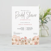 Blush Florals Script Vrijgezellenfeest Thee Invita Kaart (Staand voorkant)