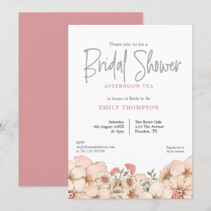 Blush Florals Script Vrijgezellenfeest Thee Invita Kaart
