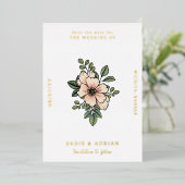 Blush Florals Sparen de Datum Folie Uitnodiging (Staand Voorkant)
