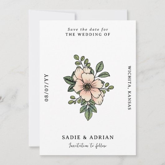  Blush Florals Sparen de Datum Save The Date (Voorkant)