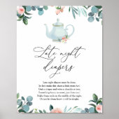 Blush Florals Teapot Late Night Diapers Sign Poster (Voorkant)