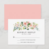 Blush Florals | Trouw RSVP Kaart (Voorkant / Achterkant)