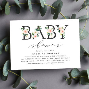 Blush Florals   Uitnodiging tot Baby shower